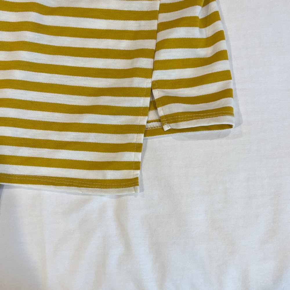 Striped Tunic Dress with Front Pocket in Mustard & White - Picture 8 of 9